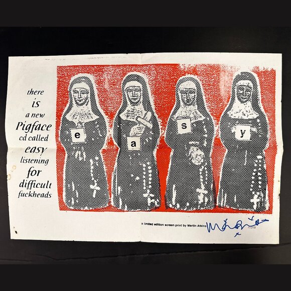 Vintage 2003 Pigface EASY NUNS Limited Screen Print Promo Poster SIGNED Rare Red - Picture 1 of 5